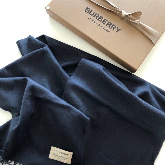 Burberry Navy Cashmere Scarf